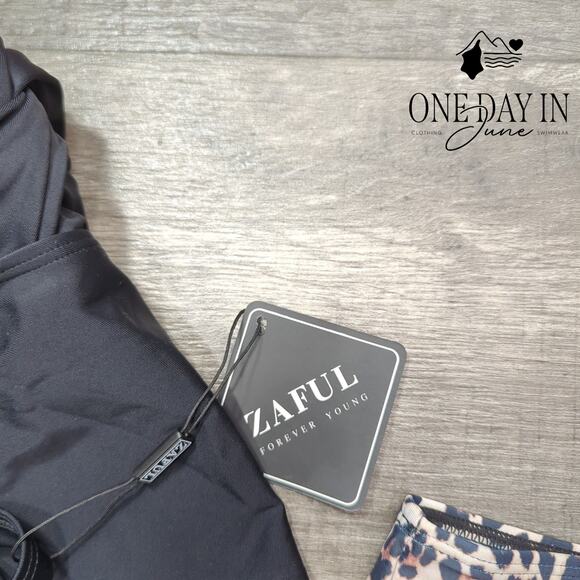 Zaful Twist Front Leopard Print Tankini Swimsuit Size 2XL - Picture 3 of 6